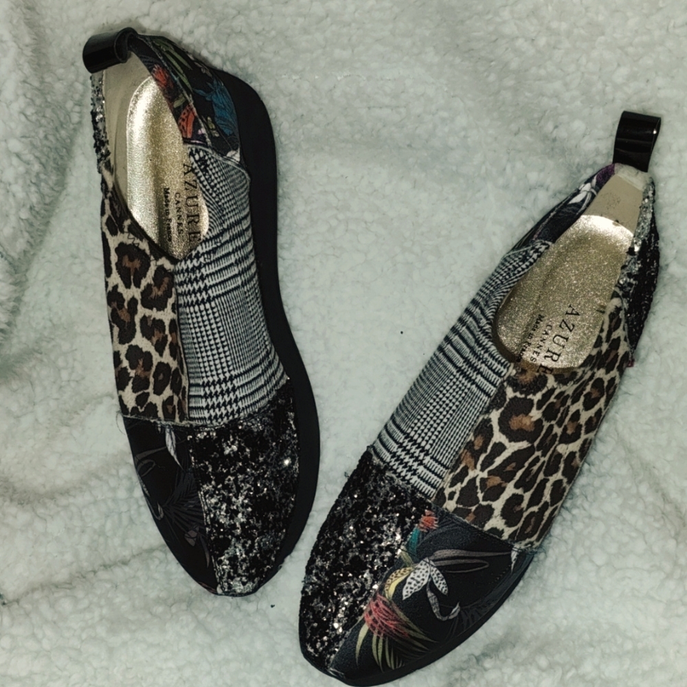 Azuree made in France patchwork platform shoes size 7